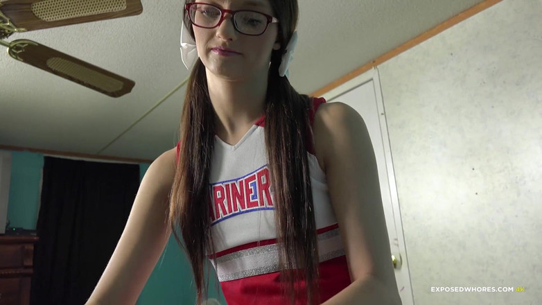 Exposed Whores Media: Farrah Valentine - Cheerleader gives her stepbrother a handjob to take...