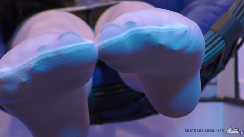 Mistress Legs: Mistress legs in white sheer pantyhose