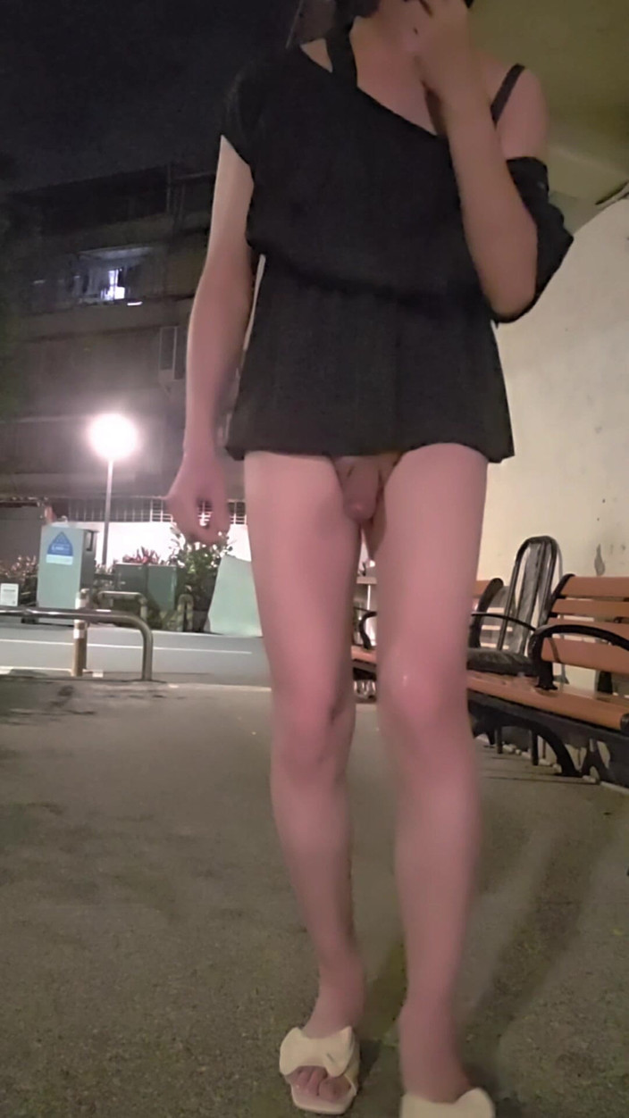 Taiwancdgirl: 伪娘婷萱只穿一件性感的洋装在街道旁自慰