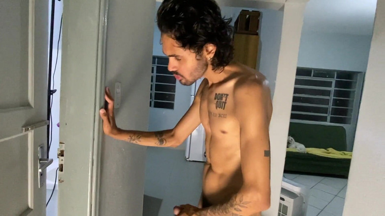 Leandro e Asafe: Kontol besar kurus ngentot pasif di kamar mandi