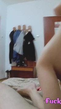 Skinny Redhead Slut Rides Old Man with a Thick Cock and Moans Like a Slut