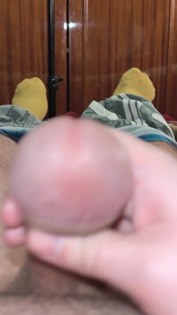Guy on the Bed Really Wants to Cum