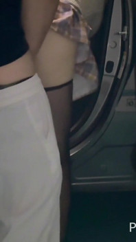 Lustful Long-legged Goddess in Glossy Stockings and High Heels-flashing, Car Wash Setting, Blowjob, and Creampie.
