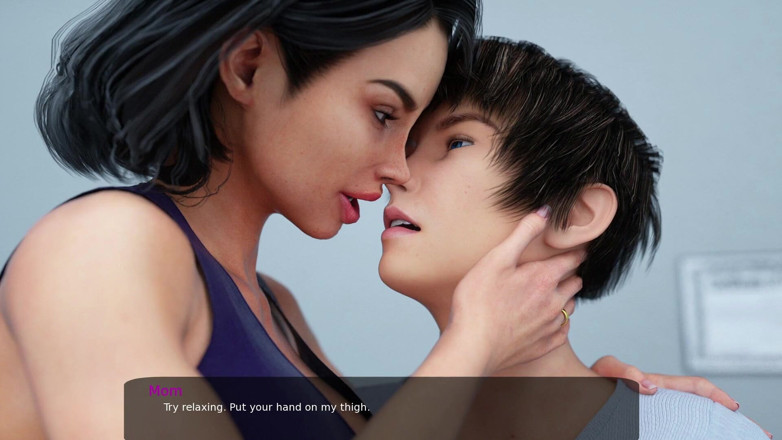 Porngame201: MILFY CITY - scenă sexuală # 3 - săruturi și tachinări cu mama vitregă - joc...