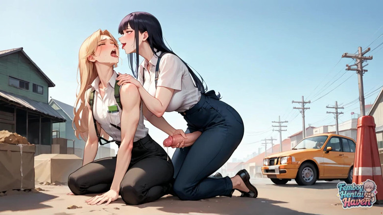 Femboy Hentai Haven: 燃えるフェムボーイがインダストリアルストリートセックスでビキニ美女を射精する - 比類なきXXXポルノ!