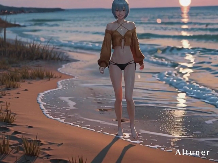 AItuner: She Keeps the Last Light-blue Hair, Red Eyes, Finished Behind...