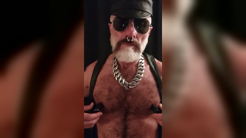 MusclesCigarsFFPig: Tit Pig Smoking His Pipe While Playing with Tits and...