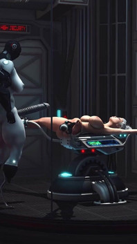 공상 과학 BDSM. 쉬멜 휴머노이드 안드로이드와 섹스하는 것을 좋아하는 발정난 젊은 금발