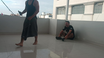 Bare skin man: On the Rooftop