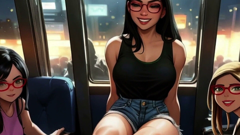 Spicy Toons: Lin's Friends Help Drain Your Cock on the Bus