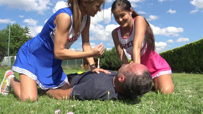 Femdom Austria: Cheerleader slapping fun!