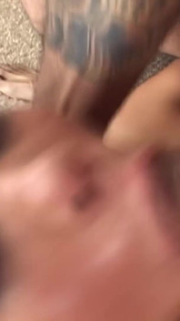The Sloppy Brunette Sucks a Lot of Cock and Lets Herself Be Squirted Full