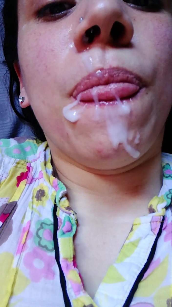 TheArtOfCum: Messy Cum Mouthful