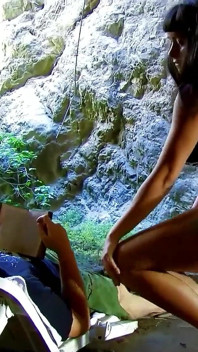 Skinny teen Esmeralda surprises a visitor to the island and seduces him into sex