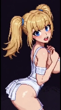 Nur blonde pixel-möpse-mädchen, ai animation