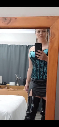 Outfit of the Day: Blue Corset and Thighhigh Boots