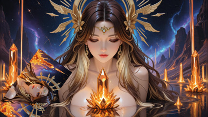 VelvetInk Studio: Cosmic Nude Goddess Slideshow: Galactic Blue Aura & Molten Crystals - Ai...