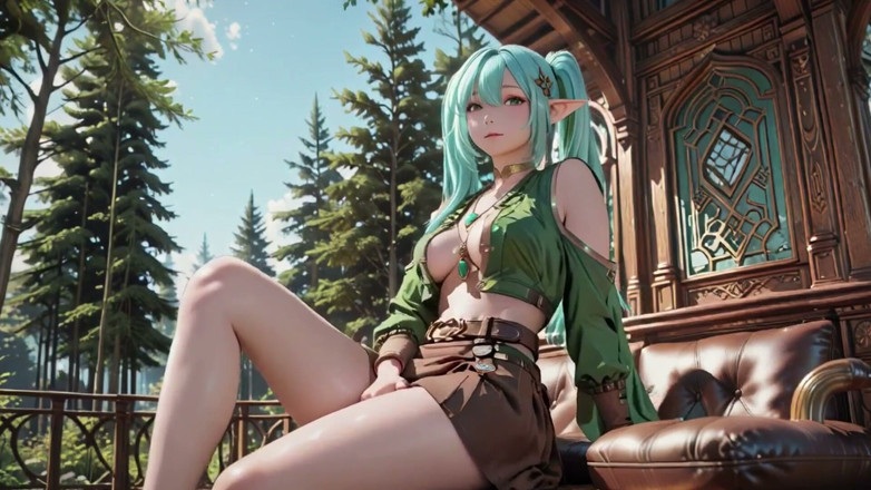 Seraphina Vale: Forest Fantasy! Blue Elf Kneeling, Green Elf Teasing, Sun-dappled Magic &amp;...