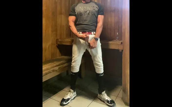 JockDad87: Jacked Baseball Player Jockdad87 Edges in the Sauna Again