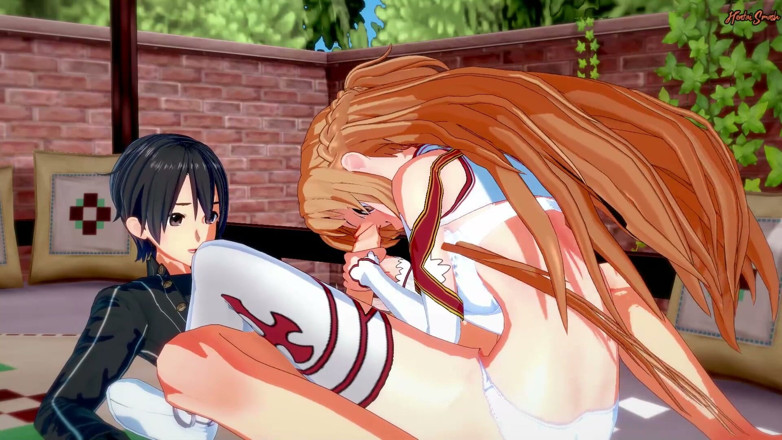 Hentai Smash: Asuna lutscht Kiritos schwanz, bevor sie es macht 69 - kunst-online-hentai.