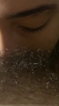 Lesbian Sucking Very Hairy and Wet Pussy
