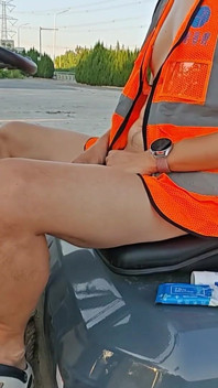 Naked Patrolling a Busy Road Construction Site and Masturbating on a Forklift