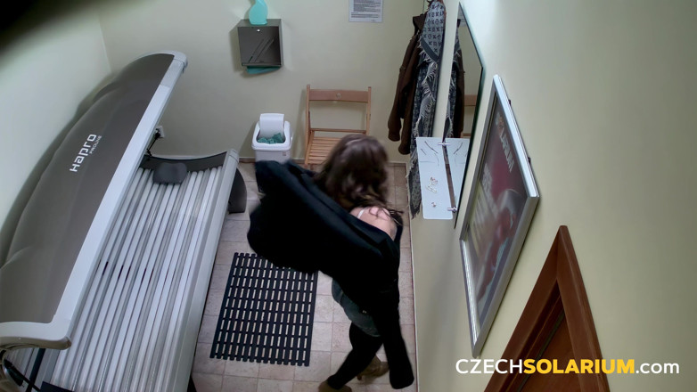 Czech Solarium: Czech Solarium 87: Brunette Enjoys Her Solarium Session and Puts on...