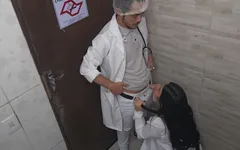 Doctor and Nurse Can't Resist and Have Sex in the Hospital Bathroom During Their Shift