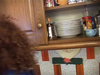 Real Home Made: Italian brunette rides a hard big cock in the kitchen