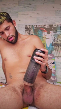 Using Qutoys Mermaid automatic masturbator and penis pump on my big uncut cock it makes me cum hard
