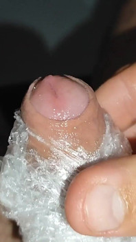 Dick in Plastic Ball Helps with Masturbation.