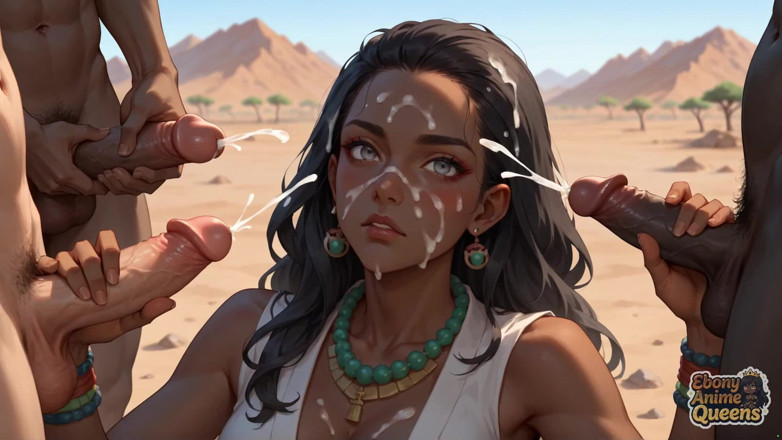 Ebony Anime Queens: Experience Powerful Desert Oral Bang-out with Nude Black Queens in...