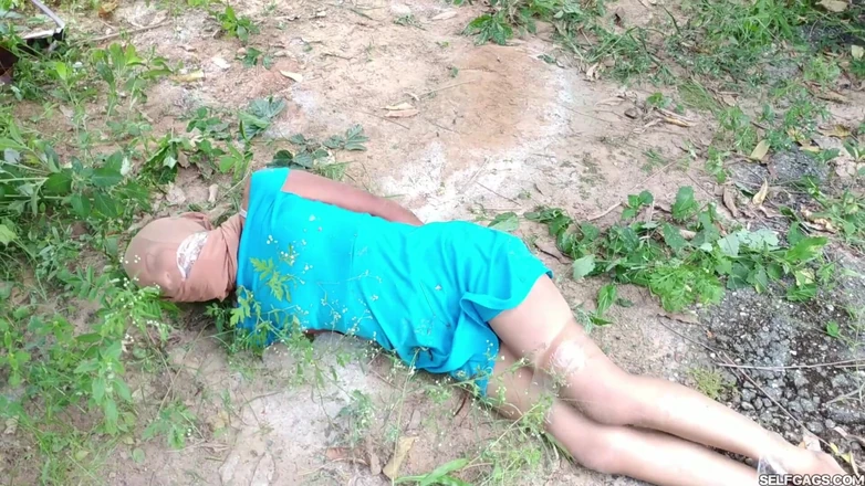 Selfgags Latina Bondage: Captured Princess Hogtied Weak in Outdoor Bondage