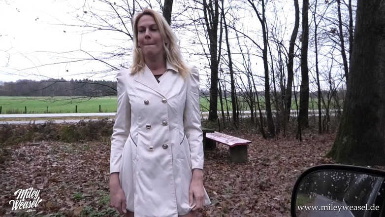 Miley Weasel: Si blonde Jerman panas dikongkek di tempat awam