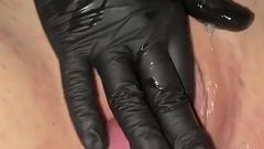 Hot Latina Give a Blowjob to His Slave with Black Nitrile Gloves