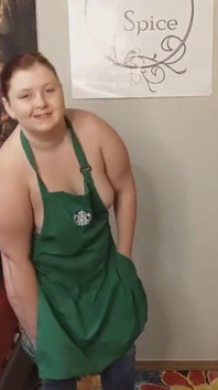 Starbucks apron striptease