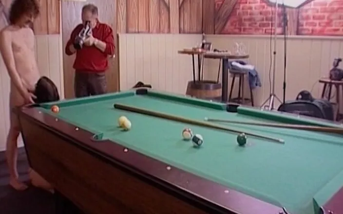 Deutsche Damen: Brunette German Doll Sucks Dick by the Pool Table
