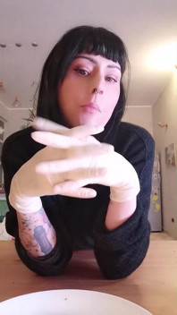 I'm Hungry Now Eating Salmon White Latex Gloves Goddesslolli