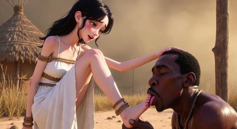 YOUR BEST FANTASY: Wanita kulit putih terikat di Afrika - pria Afrika menjilat kakinya