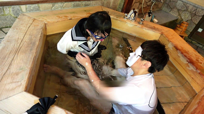 ushirosugatanomiki: Dripping Uniform, Restrained in a Bathtub, off-campus Lesson