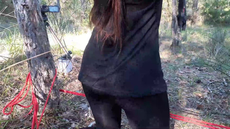 LauraOnHeels: Outdoor sex in the wood. Wearing sexy clothes and high...