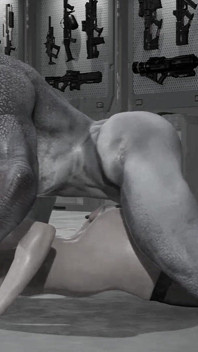 Tetona morena hace sexo anal en el piso con gran extraterrestre