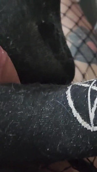 POV Trans Girlfriend's Risky Footjob and Double Cumshot in Socks