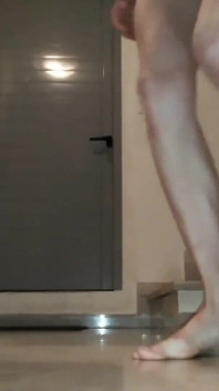 Naked on Public Staircase, Self Pissing and Cum