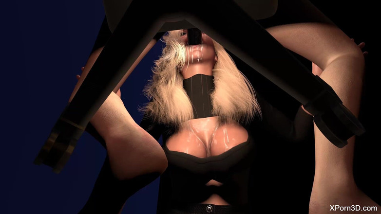 The Scenes: Une blonde à forte poitrine fait un facefuck extrême avec gorge...