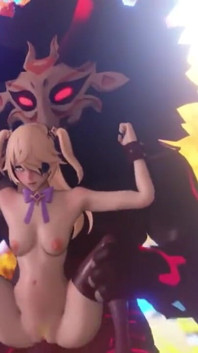 Genshin Impact's Fischl Fucked by Walking Mitachurl on a Harness Restraint Toy - Bondage Carry Fuck