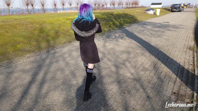 Lecherous: Alisha flashing and getting naked at the marina