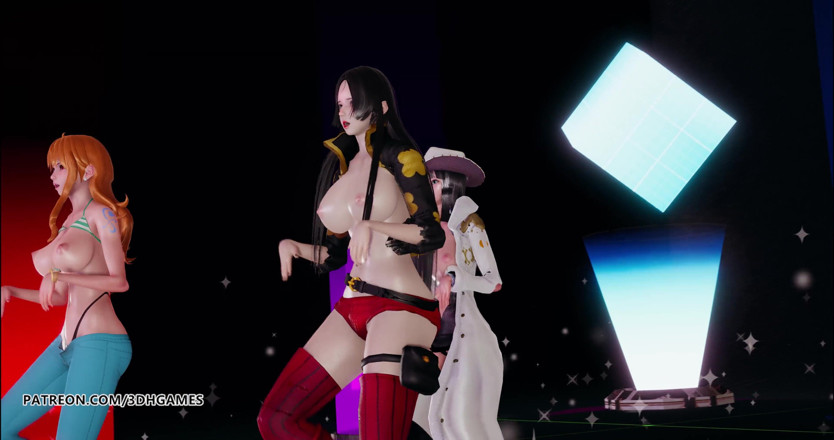 3D-Hentai Games: Hari awek - Striptis Jangkaan Boa Hancock, Nami, Nico Robin, tarian...
