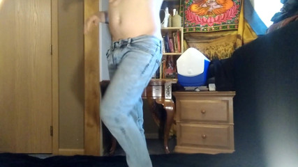 Coby Bronze: Pissing blue jeans