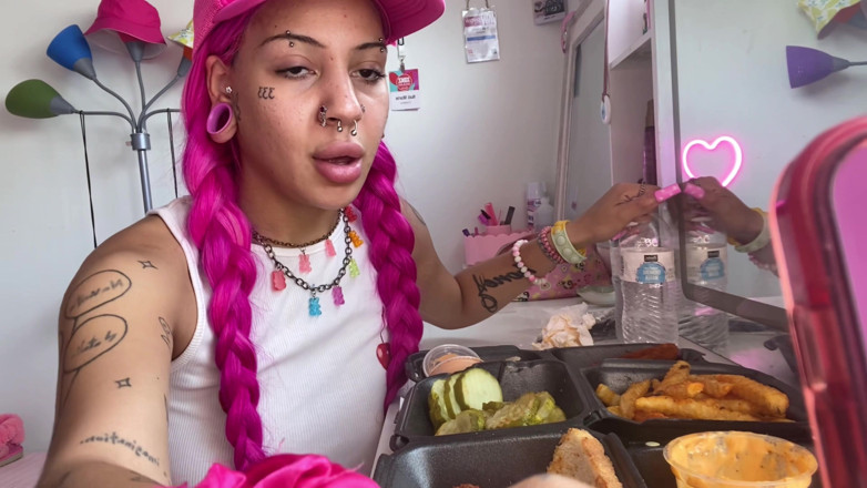 Nali Marie: Spicy Food Mukbang Overeating Facestuffing Petite Girl Eating Hot Food...